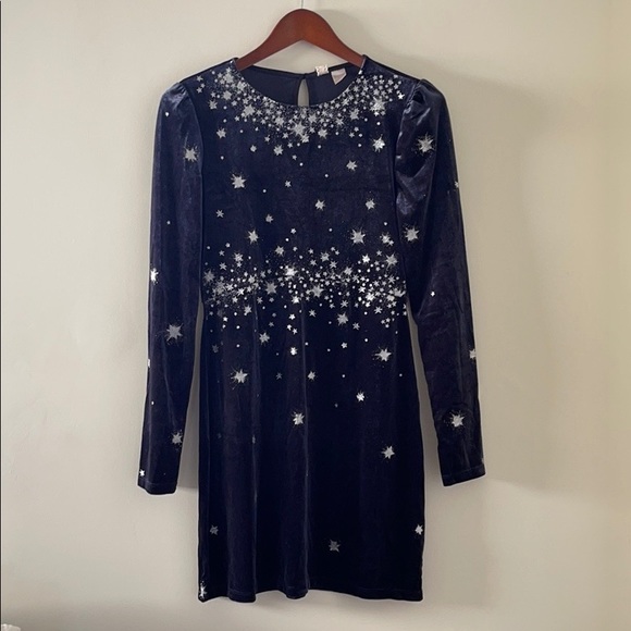 H&M Long Sleeve Navy Velour Dress with Sparkle ✨ 8 - Picture 1 of 8